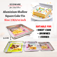 Aluminium Shallow Square Cake Mould (7/8/9/10 inch) | Loyang Kek Segi Empat | Loyang Kek | Shallow Cake Tin