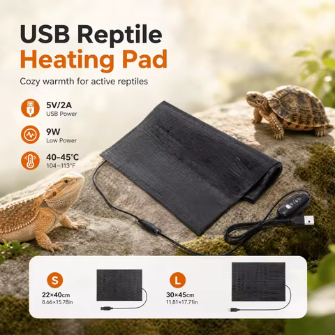 USB Reptile Heating Pad Leather Anti Scratch Heat Mat 22x40cm 30x45cm Under Tank Heater for Terrariu