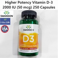วิตามินดี 3 Higher Potency Vitamin D-3: 2000 IU (50 mcg) 250 Capsules - Swanson D3 D-3