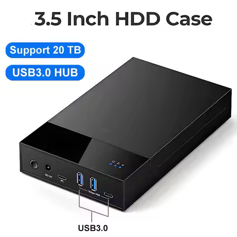 3.5/2.5 inch HDD Case with USB3.0 HUB USB 3.0 to SATA External Hard Drive Reader Support 20TB Hard D