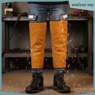 [AmlesoMY] Bovine Leather Metalworking Spats Anti Scald Leather Yellow Short Velcro