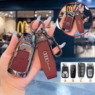 Metal and Leather Car key Case For Audi A6 A1 A3 A7 A5 Sportback C7 C5 A4 B9 R8 Tt Mk2 C6 8p Q7 S7 Q
