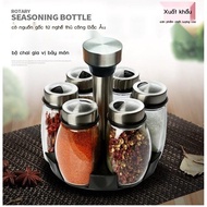 [HOT 2025] Family rotating glass spice box set Kitchen spice jar set for moisture-proof storage of w