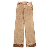 全新未使用 Miu Miu 2022 GWP467 100% 純棉牛仔褲，後腰飾有品牌標誌刺繡，大理石紋翻邊，ブラウン，尺寸 38，義大利製造，正品，男女皆宜