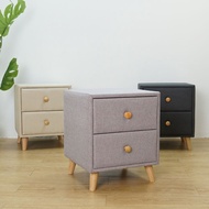 LOFT Living TAYLOR 2 Drawers Fabric Bedside Table Solid Wood Legs and Handles-3 colors