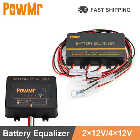 PowMr Battery Equalizer Voltage Balancer 24V 2×12V and 48V 4×12V or 8×12V or more Bank Extend Batter