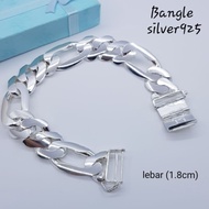 (KF 480)Original silver925 bangle for man perak tulen gelang lelaki(lebar 1.8cm)