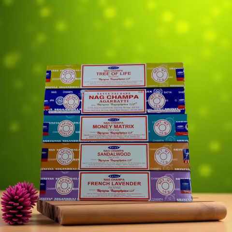 5BOX NAG Champa Incienso Satya Incense Collection Satya Handmade Sticks with Flavors Refreshing Medi