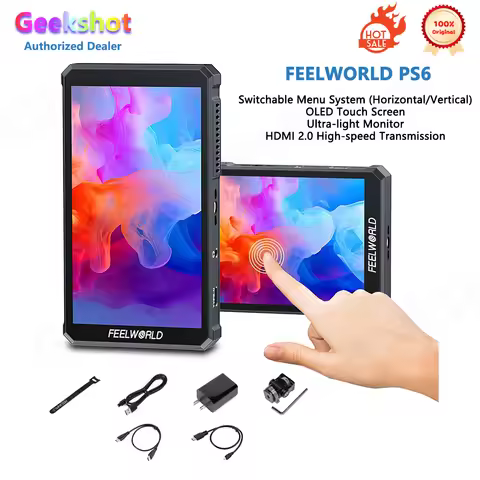 500Nits Touch Screen On-Camera Monitor【FEELWORLD PS6】5.5" OLED Vertical Horizontal Monitor, HDMI 4K 