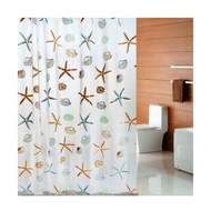 Primo Shower Curtain PEVA Starfish Pattern DF001 Size 180x180 Cm. Brown