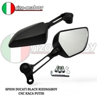 PUTIH Ducati RIZOMABOY Mirror White Clear Glass PLUS L Key Bolt PNP UNIVERSAL NMAX AEROX XMAX VIXION VARIO MIO BEAT PCX Etc HONDA YAMAHA - GSV AUTOCARE