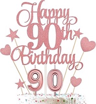 90th Birthday Cake Decorations Set Include 90th Birthday Candles Numeral 90 Cake Candles and Happy 9