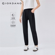GIORDANO Women Joggers 4-Way Stretch Lightweight Joggers Elastic Waist Slant Pockets Simple Fashion