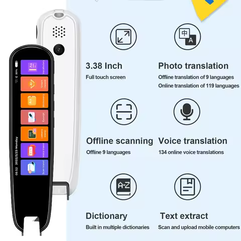 MD04 Smart AI Scan Pen BT Translator Voice Multi 134 Languages Support 3.38 Inch Touch Screen Photo 