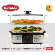 EuropAce 2 Tier (2 in 1) 12L Large Capacity Food Steamer EFS2121W | EFS 2121W [One Year Warranty]