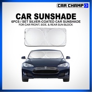 6pcs/Set Silver-Coated Car Sunshade For Car Sun Block Front Block Side Block Rear Block Set