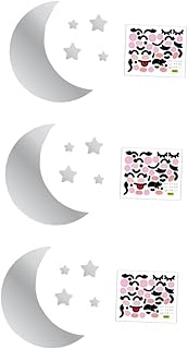 Generic 3 Sets Moon Mirror Sticker Moon Wall Mirror Moon Star Mirror Effect Stickers Kids Bedroom Wall Deocr Mirror Setting Wall Decal Star Wall Decorations Removable Nursery Child Acrylic