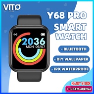 [LATEST] Y68 Smart Watch Bluetooth Call Jam Telefon Smartwatch Waterproof Jam Tangan Digital Heart Rate Sport Watch