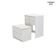 SB Design Square MAISON CO. โต๊ะเครื่องแป้งแบบนั่ง พร้อมเก้าอี้ในตัว รุ่น MIRA สีขาว (60x45x80 ซม.)