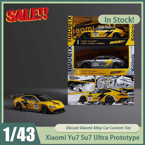 New In Stock Xiaomi 1:43 Yu7 Su7 Ultra Prototype Official Store Car Model Alloy Miniature Diecast Or