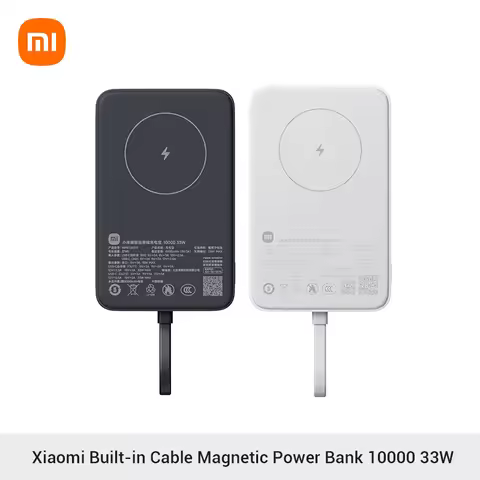 Xiaomi Magnetic Wireless Power Bank 10000 Built-in Cable 33W USB-C 7.5W Qi Wireless Charging for iPh