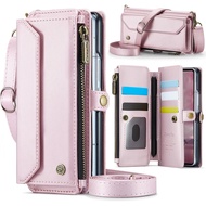 untuk Samsung Galaxy Z Fold 7 Sarung Dompet Kulit Tahan Lasak dengan Pemegang Kad, Slot S Pen, Penut