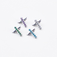 Lovely Design Cross-Shaped Top Earring Labret ASTM F136 Titanium Implant Clear CZ Threaded Body Jewe