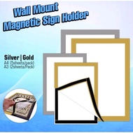 A4/A3 Magnetic Sign Holder Wall Mount Self-Adhesive Picture Poster Display Frames for Office Store