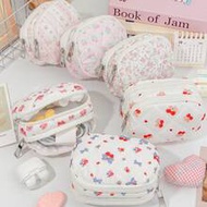 1Pc Ditsy Floral Print Quilted Lipstick Bag Wallet Portable Travel Makeup Bag Mini Cosmetic Bag Skin