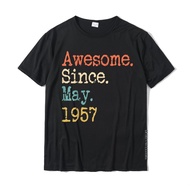 Awesome Since May 1957 64th Birthday Gift Funny T-Shirt Cotton Tshirts For Men Casual Tops Shirt Pop