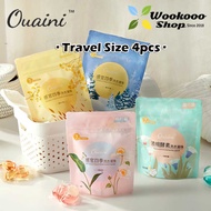 TRAVEL SIZE OUAINI 3in1 Laundry Capsule 4 Pods (Detergentp Pod) Remove 99.9% of Bacteria 洗衣凝胶3合1除菌除螨