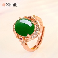 Original Luxury Inlaid Natural Jasper 18K Gold Ring Women's Jewelry silver 925 original ring for women rings men korean jewelry cincin lelaki cincin perempuan couple cincin emas korea 戒指