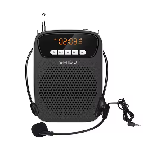 SHIDU 15W Portable Voice Amplifier Wired Microphone FM Radio AUX Audio Recording Bluetooth Speaker F