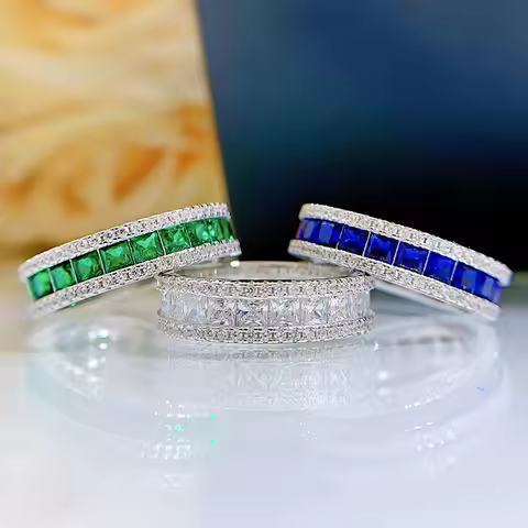Luxury 18K white Solid Platinum PT950 certifid infinity-set princess-shaped precision full-diamond m