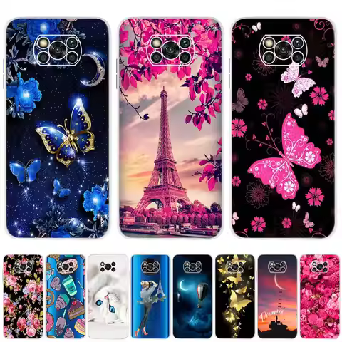 Cartoon Painted Soft Silicone Phone Case For Xiaomi Poco X3 NFC X3 Pro Case Shockproof TPU Bumper Fo