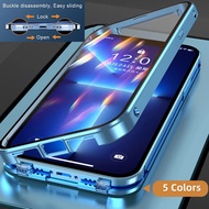 5 Colors 360 Full Protection Metal Double Sided Glass Snap Lock Case For VIVO V27 V29 V30 V40 Pro V2
