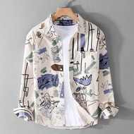 [Shop Hot Sale] Kemeja Lengan Panjang Lelaki Musim Gugur Cetakan Grafiti Rekaan High-End Niche Baju 