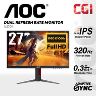 AOC 27" U27G4 Fast IPS 4K Adaptive Sync 320Hz 0.3ms DisplayHDRTM 400 Ergonomic Gaming Monitor