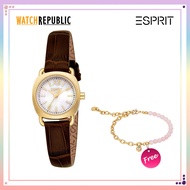 [FREEGIFT] Esprit Gianna Brown Leather Analog Watch For Women EES1L473L0025 ESPRTROSEQUARTZ