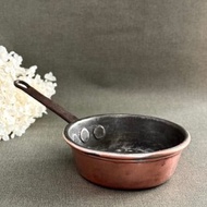 40554-經典法國古董紅銅鍋 鑄鐵把手 鍋徑15.5cm