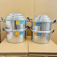 Nồi Hấp 2 Tầng Cao Cấp Mạnh Hùng 30cm 34cm Có Vỉ Lỗ Nhỏ - Thổi Xôi Hấp Gà