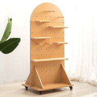 Mobile solid wood pegboard board rak living room storage hole board storage rack partition rack deco
