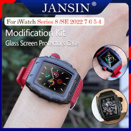 เคส+สายนาฬิกา สำหรับ apple watch 8 สาย 45mm 41mm ยางสายและเคสป้องกัน Modification Kit สาย i Watch Se