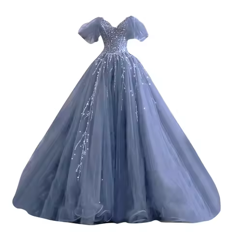 2025 Spring and Summer New Fashionable and Elegant Style Blue V-neck Annual Concert Choral Performan