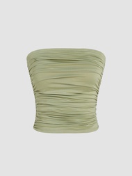 Cider Solid Jersey Ruched Tube Top