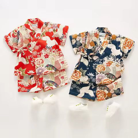 Summer Children Yukata Clothing Girl Boy Japanese Kimono Baby Dress Kids Yukata Costume Traditional 