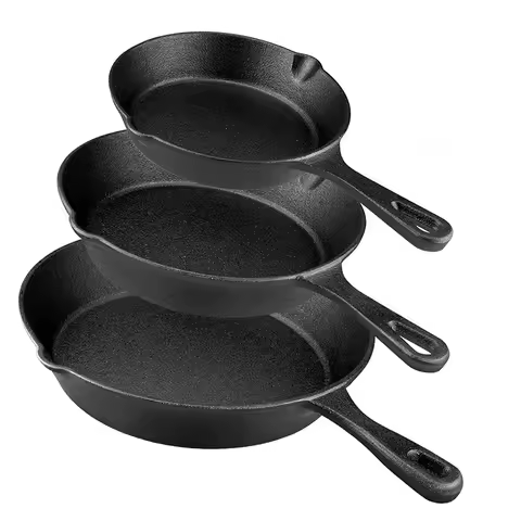LMETJMA 14/16/20/26cm Cast Iron Skillet Pre-Seasoned Cast Iron Frying Pan Breakfast Pan Omelette Pan
