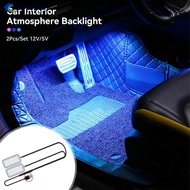NOBELJIAOO 2Pcs/Set 12V/5V USB LED Car Interior Atmosphere Backlight Ambient Mood Foot Light Decorat