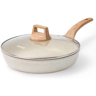 CAROTE Non-Stick Frying Pan, Non-Stick Granite Frying Pan with Glass Lid, Egg Pan, Stone Cooker, PFO