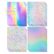 24 Sheets Holographic Cardstock Glitter Rainbow Mirror Paper Thick Cardstock for Crafts Card Making,